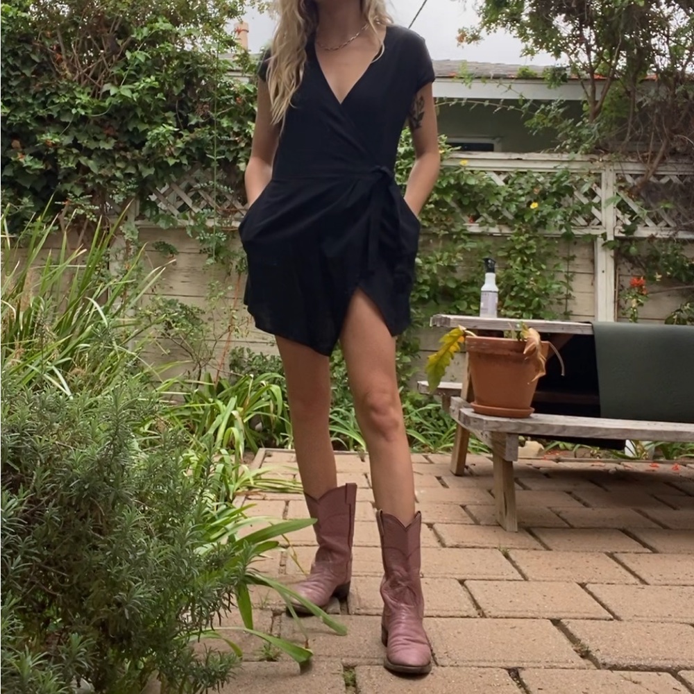 Black Mini Wrap Dress XS/S Poly
